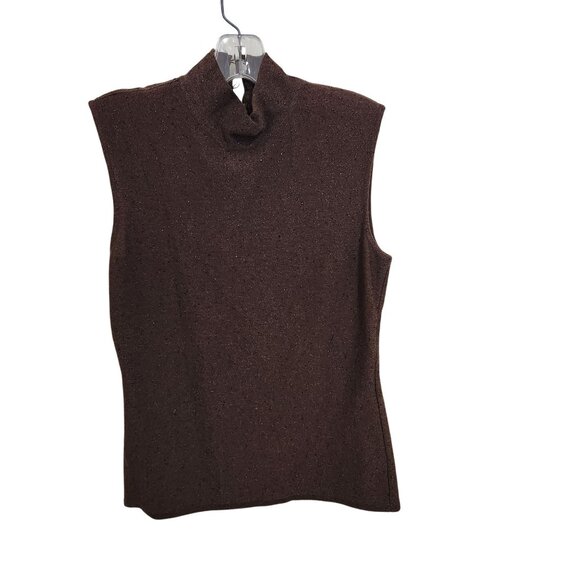 Escada Brown Wool Sleeveless Turtleneck Sweater Top W/ Back Zipper 38 - Picture 1 of 6